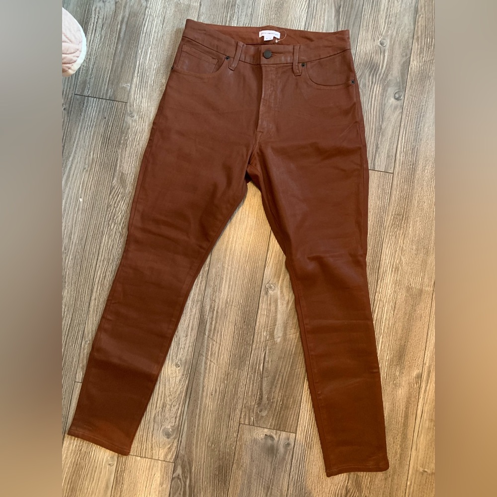 Good American leather look/brushed/coated jean.